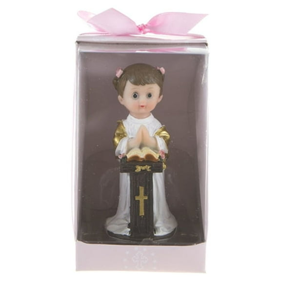 Mega Favors Keepsake Figurine 12 pcs Baby Girl Holding Bible Standing by Alter | Awesome Decorations or Party Favors | for Baptism, First Communion, Religious and Special Celebrations