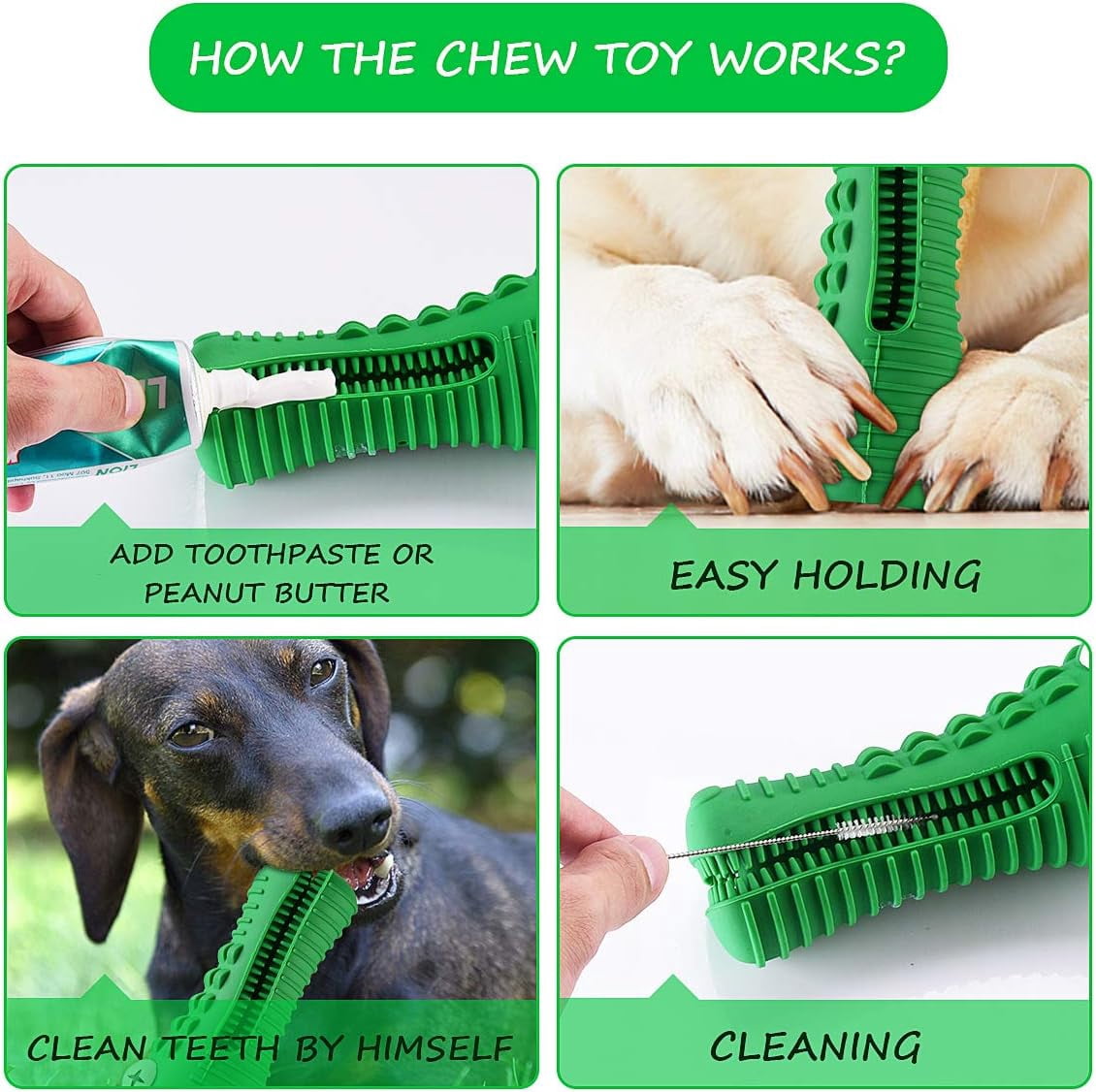 General Dog Toys for Aggressive Chewers Large Medium Breed, Indestructible Dog Chew Toys, Squeaky Interactive Tough Extremely Durable, Dogs Toothbrush Toys to Keep Them Busy