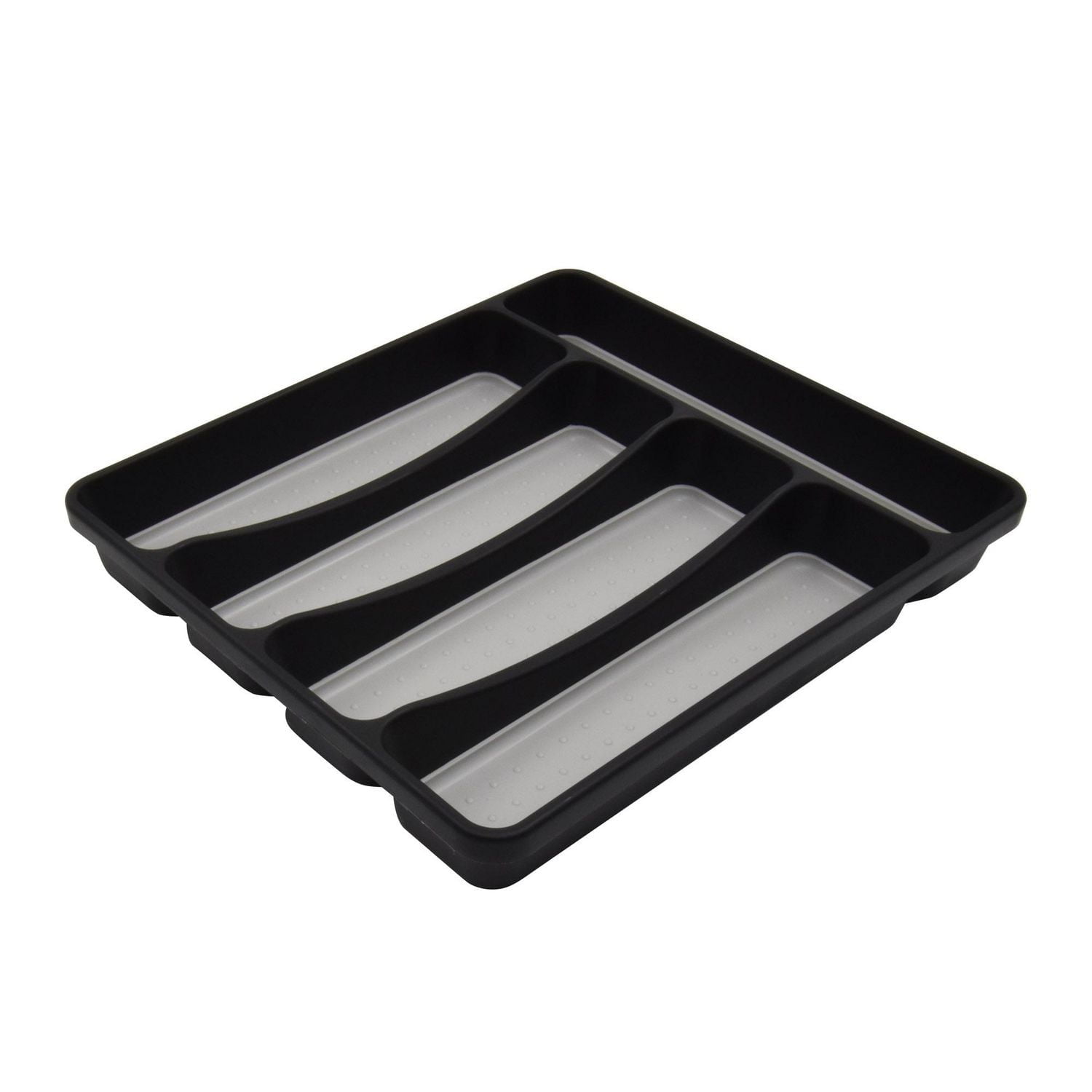 Tiroir à couverts antidérapant en plastique noir à 5 compartiments Mainstays, grand, 12,87" x 11,34", organisateur de cuisine, 1 pièce