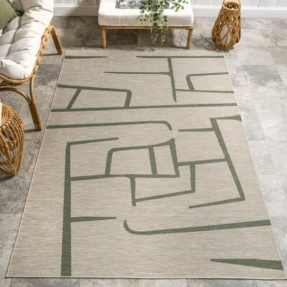 nuLOOM Atara Geometric Indoor/Outdoor Area Rug, 9' x 12', Atara Green