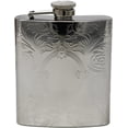 thumbnail image 2 of Silver-tone 6oz Oval Etched Design Flask GM16834, 2 of 5