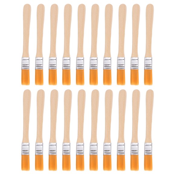 Unique Bargains 20pcs Paint Brushes 0.5" Paint Brush Nylon Flat Wall Paint Brush with Wood Handle for Furniture, Orange