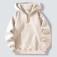thumbnail image 5 of Quarter Zip Mens Hoodies Pullover Fashion 1/4 Zip Pullover Loungewear Mens Sweatshirts Hoodies Long Sleeve Drawstring Hood with Pocket Beige M, 5 of 5