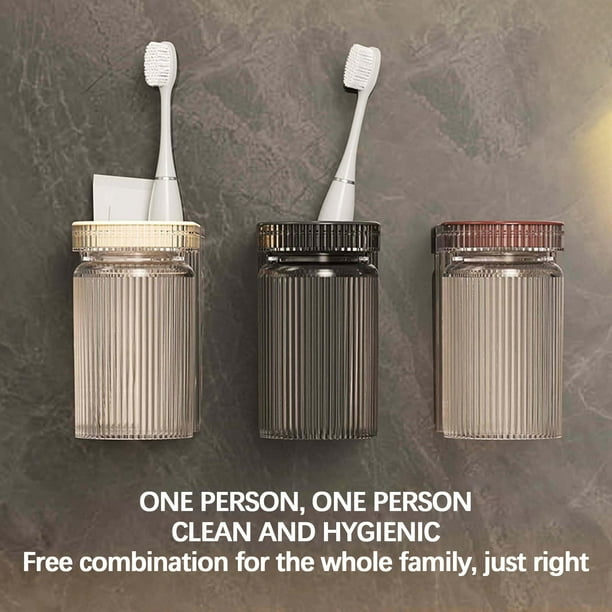 Portavasos para cepillos de dientes montado en la pared con desagüe invertido y estante para el baño y organizador.