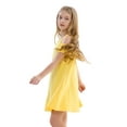 thumbnail image 5 of Stelle Girls Cold Shoulder Sundress Short Sleeve Solid Color Swing Casual Dresses,Tweens Cotton Comfy Shift Swing A-Line Midi Dress Loose Tunic Shirt Dress Skater Dress,Yellow,4T, 5 of 8