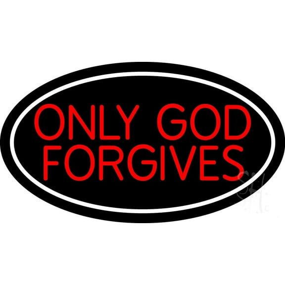 Red Only God Forgives With Border LED Neon Sign 13 x 24 - inches Black Square Cut Acrylic Backing, with Dimmer - Premium built indoor Sign for Home décor, Religious place, Store interior.