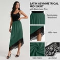 thumbnail image 6 of Women's Half Slips for Under Dresses Lace Trim Satin Patchwork Elastic Waist Skirt Elegant Flowy A Line Midi Skirts, 6 of 6