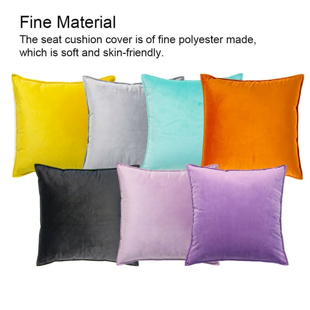 Seat Cushion Cover Solid Color Velvet Replacement Soft Decorative Reusable Zipper Sofa Pillow Case Accessories Light Purple 50x50cm