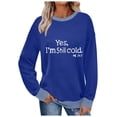thumbnail image 3 of XPMWRP Women's Crewneck Long Sleeve Loose Sweatshirts Vintage Funny Letter Printed Fashionable Casual Pullovers Tops Dark Blue L, 3 of 7