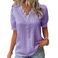 thumbnail image 1 of AMERTEER Blouse Décontractée à Rayures Verticales Manches Bouffantes Style Élégant Tenue de Vacances, 1 of 7