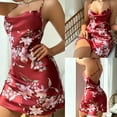 thumbnail image 6 of Women'S Nightgowns V Neck Sleeveless Backless Polyester Printing Floral Graphic Bralette Strappy Spaghetti Strap Sexy Soft Flowy Nightwear Trendy Style, 6 of 7