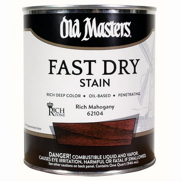 4-Pack of 1 qt Old Masters 62104 Rich Mahogany Fast Dry Stain Interior Oil-Based Wood Stain