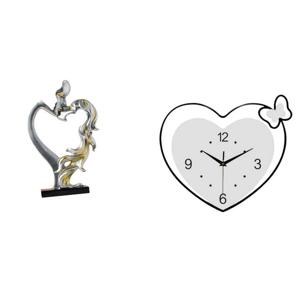 Reloj Romántico Con Forma De Corazón Para Pareja, Figura Creativa De Pareja, Adorno De Pared Y Escritorio Para Dormitorio, Boda, Estantería, Armario, Decoración Del Hogar Y La Oficina.