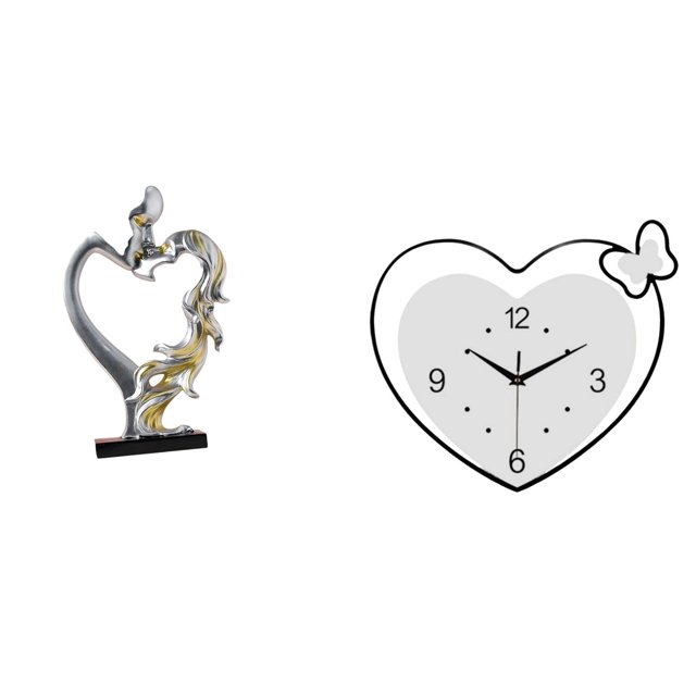 Estatua de pareja,Figura de pareja besándose,regalo de boda moderno,Reloj de pared,Reloj de pared acrílico para oficina en casa,sin tictac,Relojes de pared colgantes Reloj de tiempo decorativo