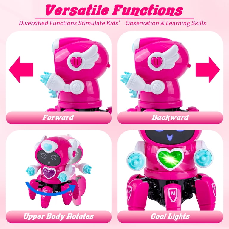 Lvelia, Robot Toy for Kids, Rose Red, Electronic Walking Dancing