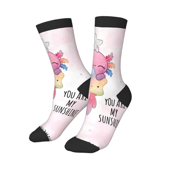 Kids Girls Boys Socks - Kawaii Axolotl Star Hug Comfort Breathable Crew Socks for Boys Girls Kids, Soft Athletic Running Socks for Boys Socks 6-10 Years Old