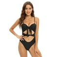 thumbnail image 2 of Baywell Women's Sexy Cutout One Piece Swimsuit Tie Front Tummy Control Bathing Suits Front Tie Knot Bathing Suit Black S-XL, 2 of 8