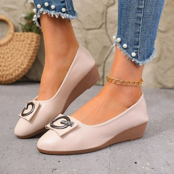 Tawop Women Shoes Casual Comfort Wedge Womens Dress Shoes Leather Soft Versatile