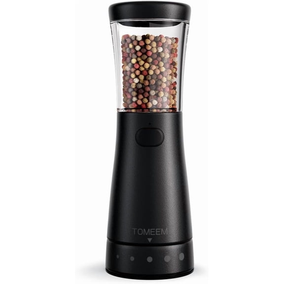 Tomeem Electric Salt and Pepper Grinder Stainless Steel USB Rechargeable,  Adjustable Coarseness with LED Light