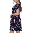 thumbnail image 2 of Fotbe Love Wine Vestido Largo de Moda para Mujer, Vestido Tipo Camiseta con Manga Corta y Estilo Casual a Rayas y Bloques de Color, 2 of 6