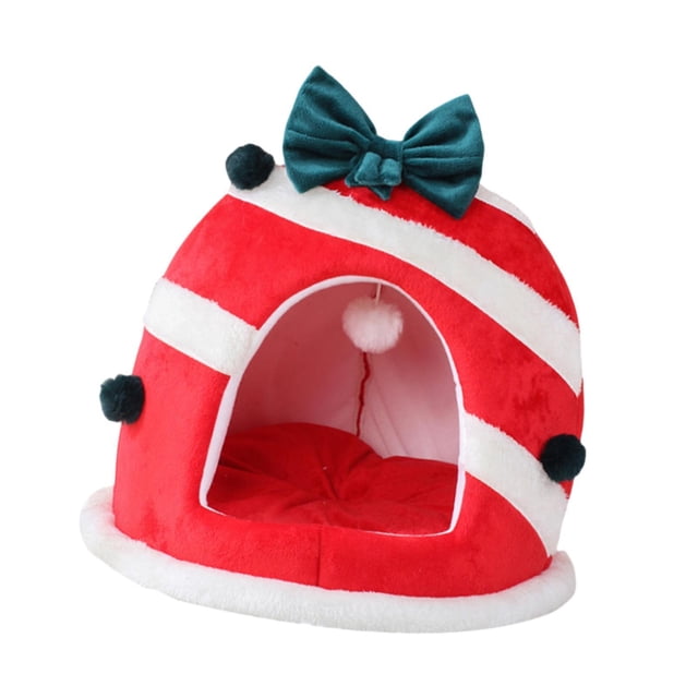 Cama navideña para gatos de interior, tipo cueva, con cojín extraíble y lavable. Escondite suave y creativo. Tienda de campaña navideña para gatos y