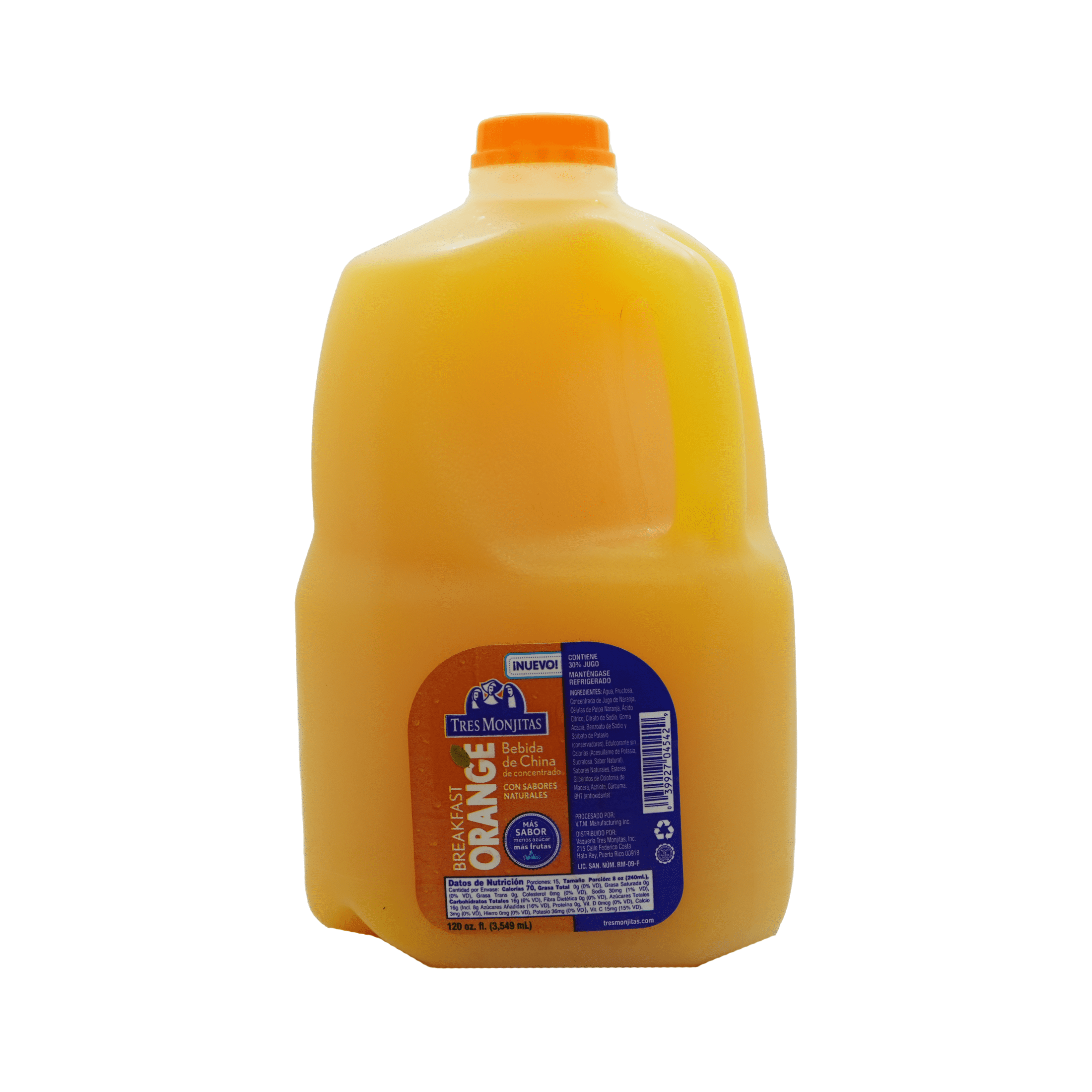 Tres Monjitas, Orange Juice, 120oz, Natural Flavor, 30% Juice, 1