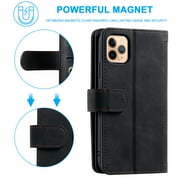 iPhone 13 Case, TECHCIRCLE Zipper 9 Card Slots Wallet Cover Flip Kickstand Magnetic PU Leather Shockproof Case with Pocket/Strap for Apple iPhone 13 6.1 2021, Black
