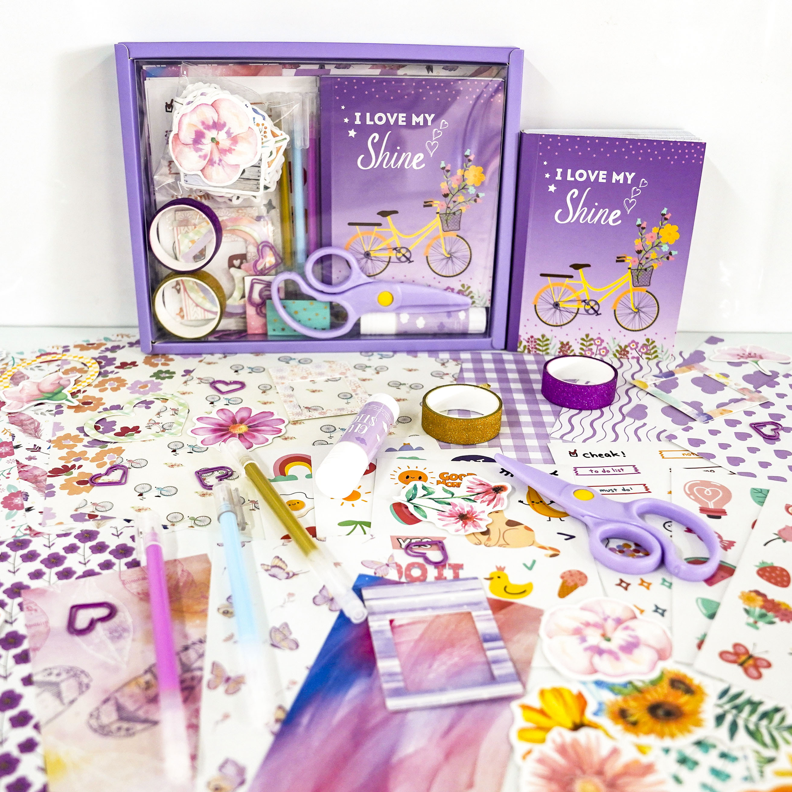 DIY Journal Kit for Teen Girls - 180+Pcs Gifts for Girls Ages 8 9 10 11 12 Year Old - Teen Birthday Gifts for Girls - Art and Crafts for Kid - Christmas Gifts for Teen Girls-Scrapbook Set(Purple)
