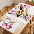 thumbnail image 5 of Pink Cherry Bow Placemats Set of 6, Spring Sweet Heart-shaped Cherry Green Leaf Non-Slip Place Mats Washable Table Mats for Kitchen Dining Table Decorations Indoor/Outdoor, 5 of 9