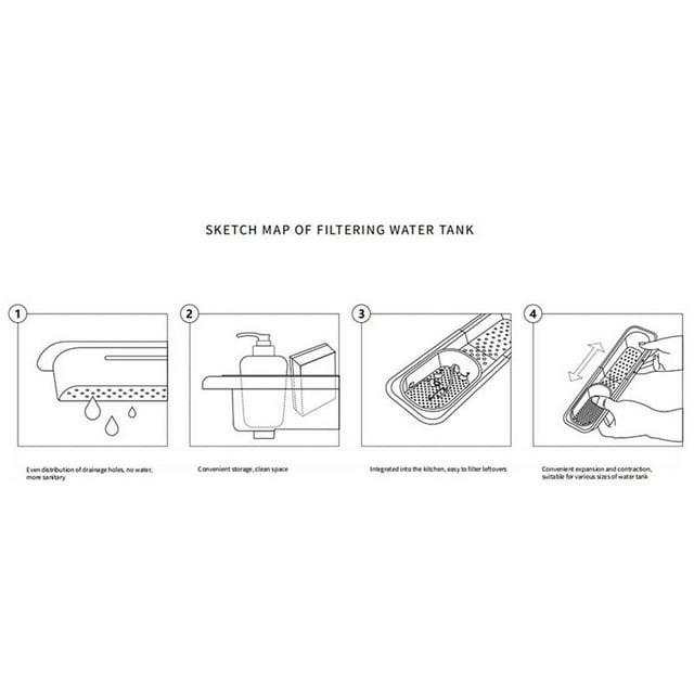 Sink Rack Retractable Hollow Drain Hanging Rod Design Plastic Sponge Holder for Kitchen Sink Grey
