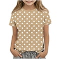 thumbnail image 1 of Zpanxa T Shirts for Girls Solid Color Round Neck Loose Fit Print Pattern Top Polyester Spandex 7 Years, 1 of 5
