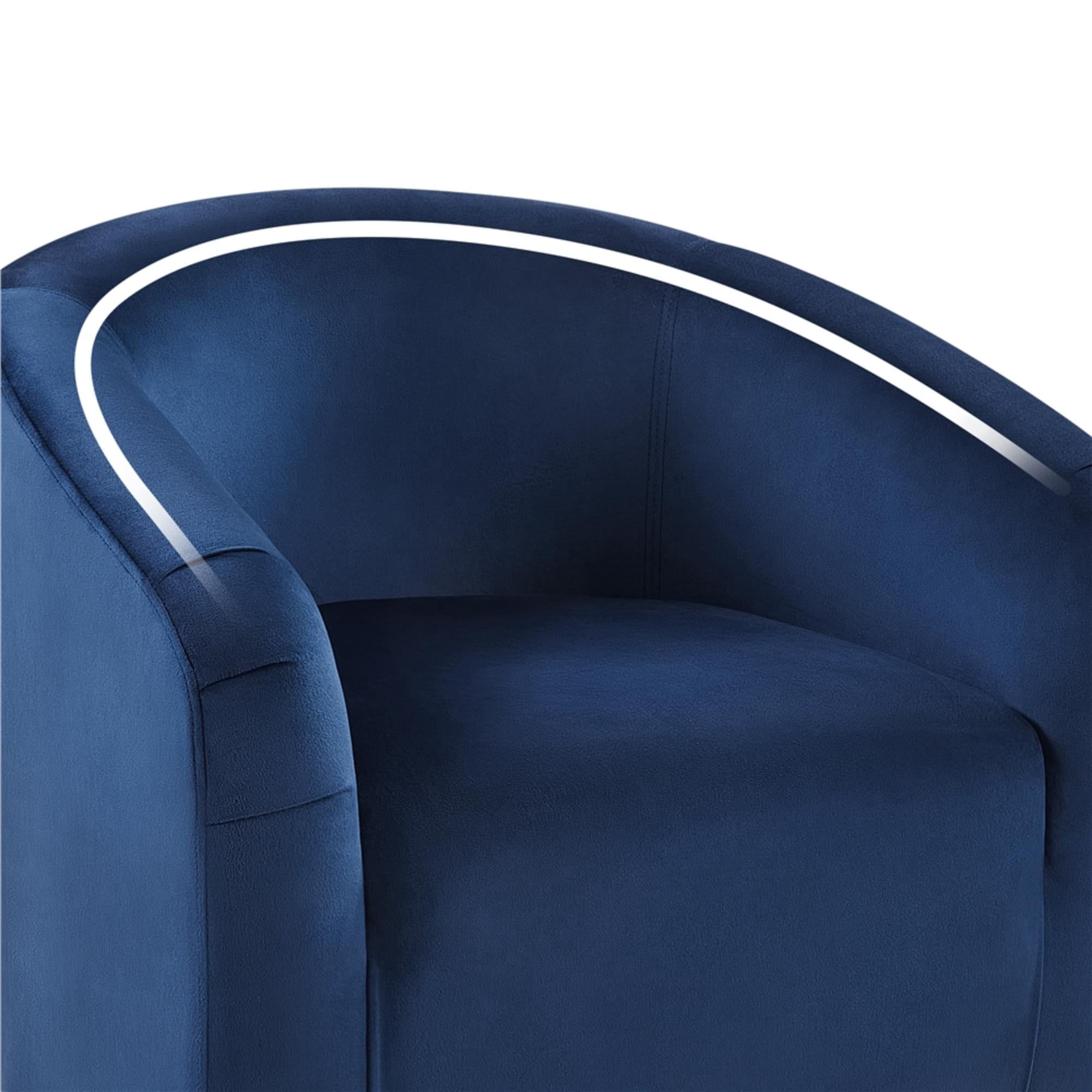 Alden Design Upholstered Barrel Accent Chair for Livingroom, Blue Velvet