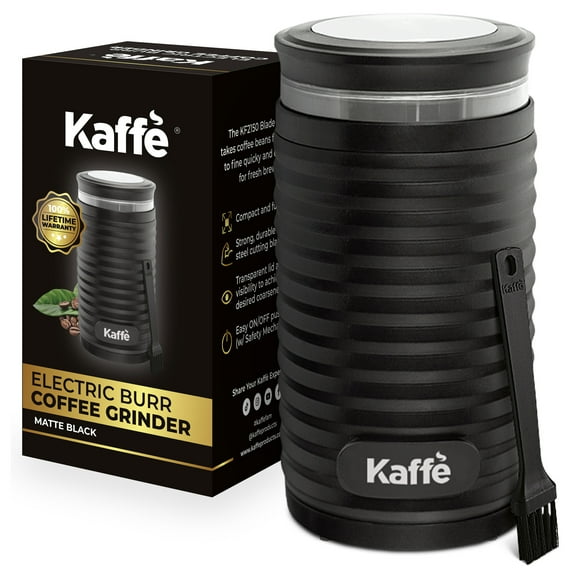 Kaffe Coffee Grinder w/ Cleaning Brush - Easy On/Off - 3.5oz / 14 Cup - Black