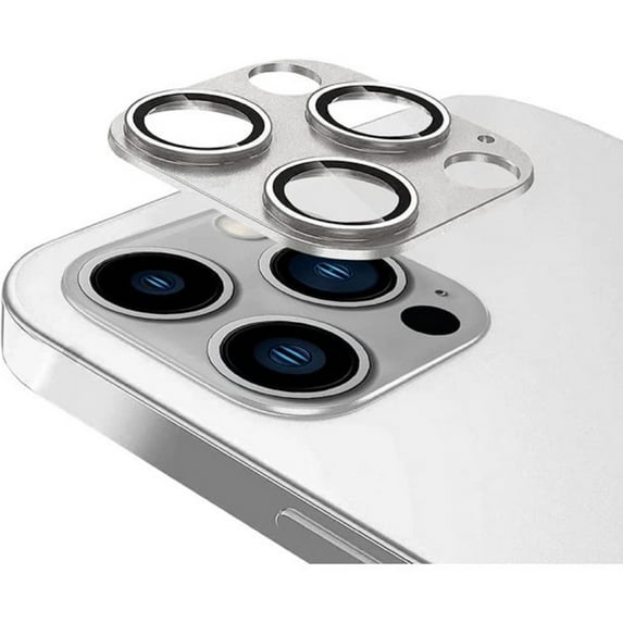 KONEE Camera Lens Protector Compatible with iPhone 13 Pro/ 13 Pro Max, 9H Tempered Glass Screen Protector, Metal Protective Lens Cover for iPhone 13 Pro/ iPhone 13 Pro Max - Silver