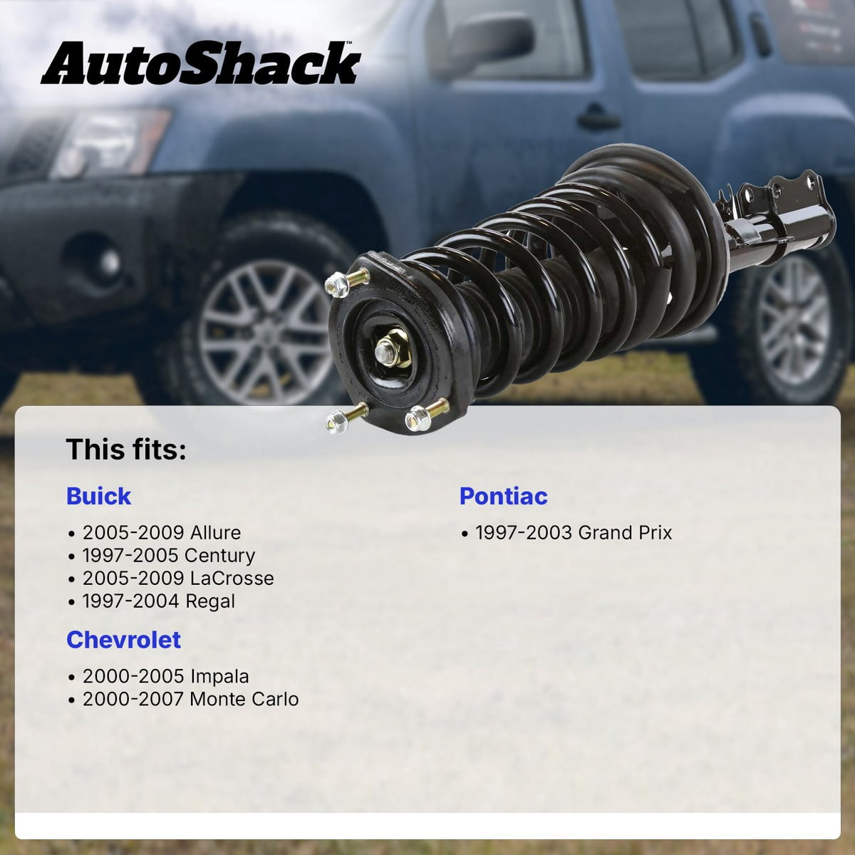 AutoShack Front Complete Strut & Coil Spring Assembly - Driver or Passenger Side for Chevrolet & Buick, Impala 2000-2005 Century 1997-2005 LaCrosse 2005-2009, FWD V6 3.1L 3.4L 3.6L 3.8L