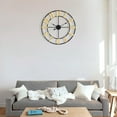 thumbnail image 3 of 24 Inch Modern Farmhouse Wall Clocks for Living Room Decor, Silent Non-Ticking Analog Battery Operated Wall Clock, Black Rustic Metal Clock with Golden Arabic Numerals for Bedroom, Home Office, 3 of 7