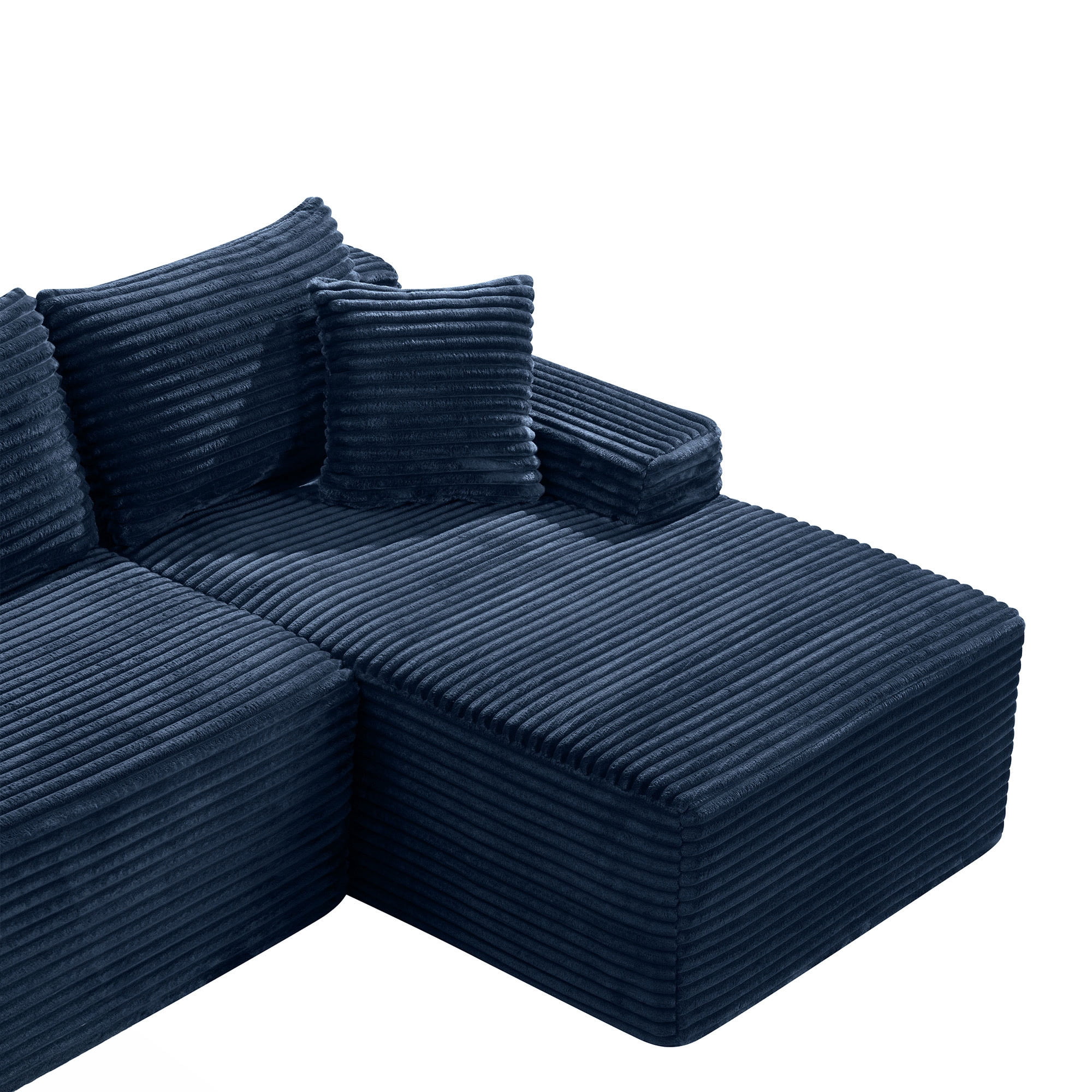 MOONMISS L-Shaped Cloud Sectional Couch with Chaise,Modern Corduroy Upholstered Modular Boneless Sofa,No Assembly for Living Room Apartment(Blue,Right)