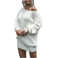 thumbnail image 2 of Gspmoly Robes d'Été, Mode Femmes Aguichant Décontractée Robe Plissée Unie Épaule Manches Courtes Robe Robes d'Été pour Femmes Liquidation, 2 of 7