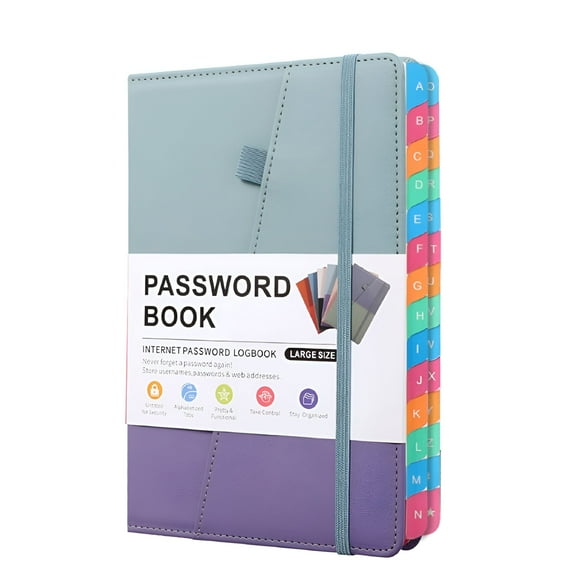 ACDANC Home Office with Alphabetical Tabs Website Address Large Size Password Keeper Book Internet Password Logbook A5 Password Book Hardcover Password Notebook
