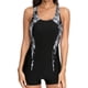 thumbnail image 1 of Traje de baño de una pieza con espalda cruzada y corte tipo boyleg para mujer, traje de baño deportivo de cobertura total, traje de baño para natación, negro, 1 of 7