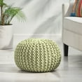 thumbnail image 5 of Noble House Round Plush Cotton Pouf, Green, 5 of 6