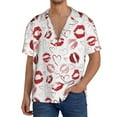 thumbnail image 1 of Fotbe Red Lips Camisa Estampada de Manga Corta para Hombre, Casual de Verano, Estilo Playero, Sin Arrugas-X-Large, 1 of 5