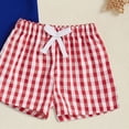 thumbnail image 5 of Boy 4th of July Outfits Toddler Boy Clothing Sets Stylish USA Embroidered T-Shirt & Gingham Shorts 2-Piece Outfit, 5 of 6