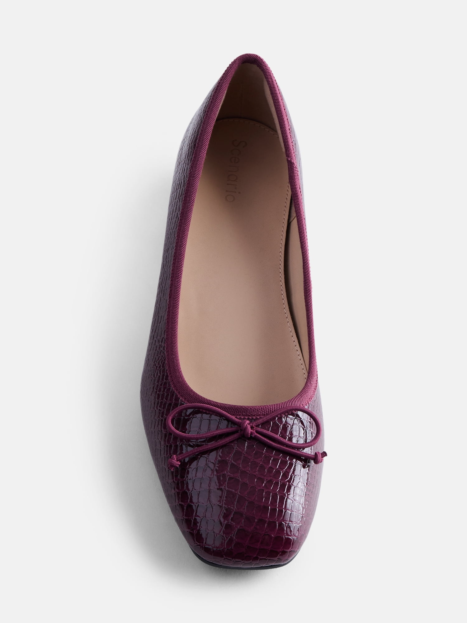 Scenario Women's Low Heel Faux Croc Ballet Flats