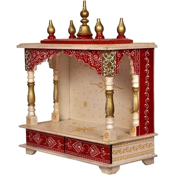 Home and Bazaar Rajasthani Ethnic Handcrafted Wooden Temple/Mandir/Pooja Ghar/Mandapam HB17KI-330