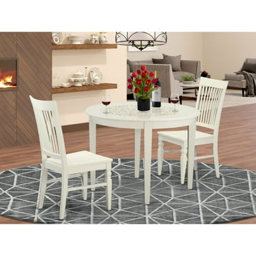 East West Furniture Boston 3-piece Dining Table and Chair Set in Linen White