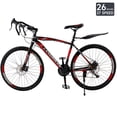 thumbnail image 5 of 26" Road Bike, 700C Wheel 27 Speed Commuter Bicycle with Dual Disc Brakes for Men and Women, Adult Faster Racing Bike (Blue, Red, Blue, White), 5 of 12
