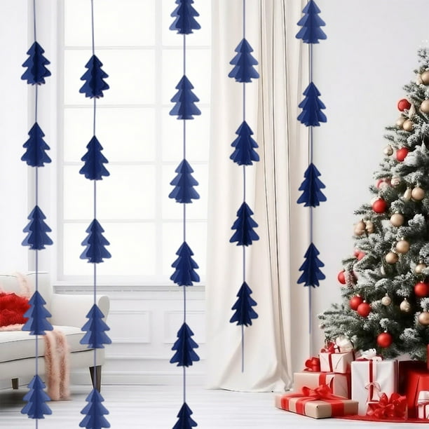 Adornos navideños, minibanderitas colgantes de cuerda, adornos para árboles de Navidad, escenas de interior, adornos para escaparates, adornos de fiesta, adornos colgantes de papel