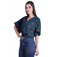 thumbnail image 3 of Moomaya Womens Wrap Top Printed V-Neck Short Wrap Blouse Casual Clothing, 3 of 5