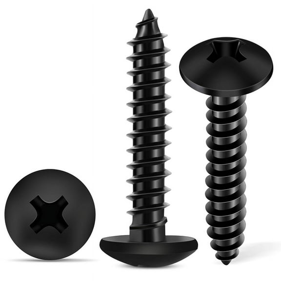 100PCS 6 x 3/4 Inch 18-8 (A2) Stainless Steel Truss HeadPhillips Wood Screws,Black Coated Full Thread